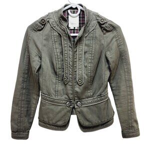 Anthropologie Elevenses vintage blazer Jacket  military olive green Size 0